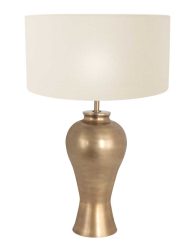 Vaaslamp met witte stoffen kap-7308BR