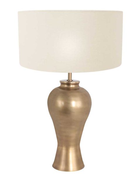 Vaaslamp met witte stoffen kap-7308BR