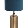 Klassieke metalen lampenvoet met blauwe kap-7309BR