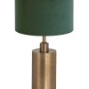 Bronzen schemerlamp met groene fluwelen kap-7310BR