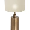 Bronzen schemer tafellamp met witte kap-7311BR
