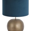 Bollen lampenvoet met blauwe velvet kap-7343BR