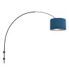 Zwarte boog wandlamp met blauwe kap-8245ZW