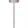 Verweerde metalen vloerlamp met grijze velvet kap-8422ZW
