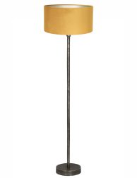 Verweerde metalen vloerlamp met okergele kap-8423ZW