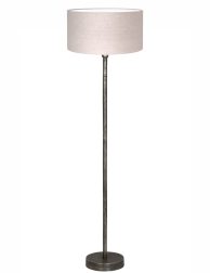 Verweerde metalen vloerlamp met beige linnen kap-8425ZW