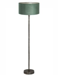 Verweerde metalen vloerlamp met groene velours kap-8426ZW