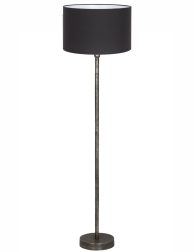 Verweerde metalen vloerlamp met zwarte kap-8427ZW