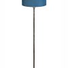 Verweerde metalen vloerlamp met blauwe velours kap-8428ZW