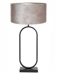 Ovale schemerlamp met fluwelen grijze kap-8429ZW