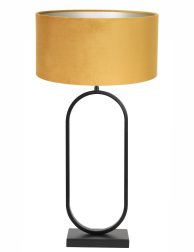 Ovale schemerlamp met okergouden kap-8430ZW