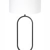 Tafellamp ovaal met witte linnen kap-8431ZW