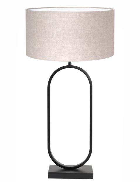 Tafellamp ovaal met beige linnen kap-8432ZW