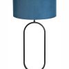 Lampenvoet ovaal met blauwe velours kap-8435ZW