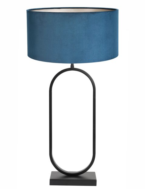 Lampenvoet ovaal met blauwe velours kap-8435ZW