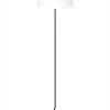 Zwarte vloerlamp met witte kap-8473ZW