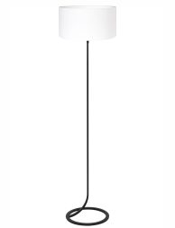 Zwarte vloerlamp met witte kap-8473ZW