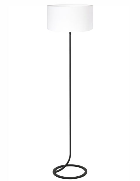 Zwarte vloerlamp met witte kap-8473ZW