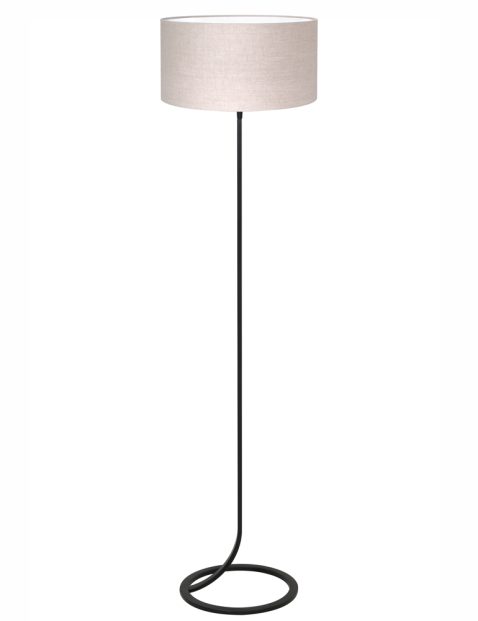 Smalle vloerlamp met ronde beige kap-8474ZW