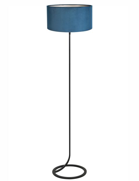 Velours blauwe staande schemerlamp-8477ZW