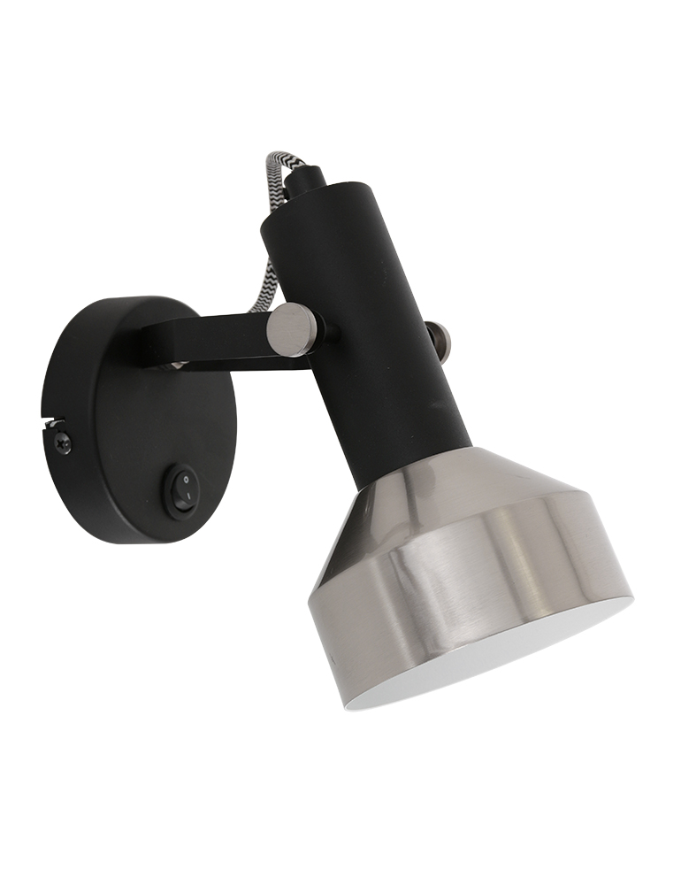 benzine musical klei Wandlamp met schakelaar Mexlite Acier zwart - Directlampen.nl