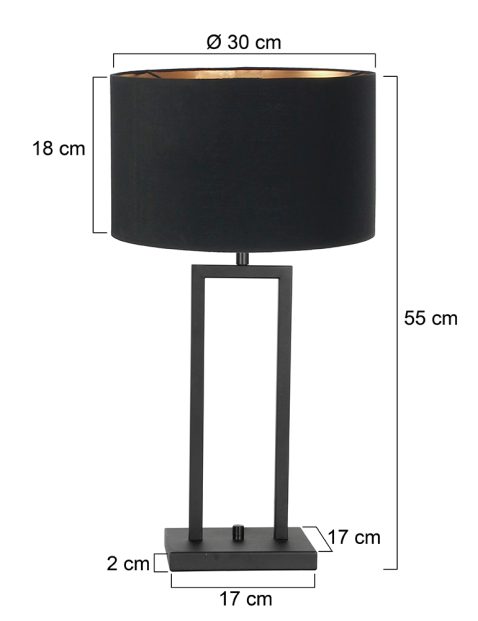 Dek de tafel Bandiet Stationair Schemerlamp met zwarte kap Steinhauer Stang zwart - Directlampen.nl