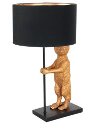Zwart met gouden tafellamp stokstaart-7202ZW