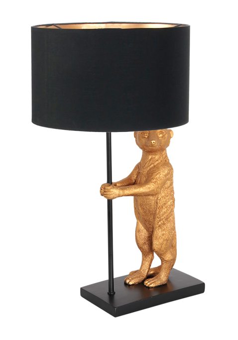 Zwart met gouden tafellamp stokstaart-7202ZW