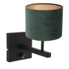 Zwarte wandlamp met groene kap-8174ZW