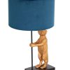 Velvet blauwe lamp met stokstaartje-8229ZW
