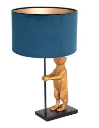 Velvet blauwe lamp met stokstaartje-8229ZW