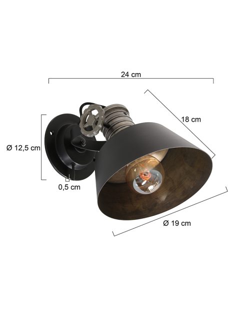 annelighting-wandlamp-sprocket-zwart-metaal-opbouwspot-e27-3357zw-1