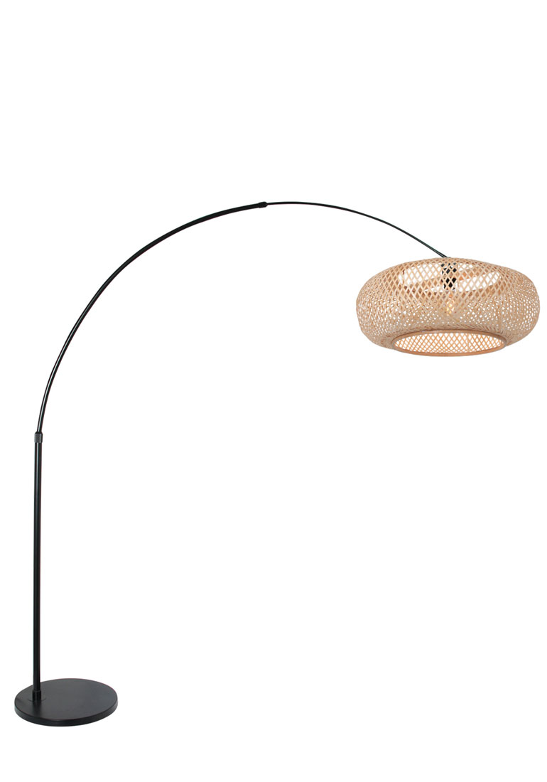 sterk Verlammen Droogte Zwarte booglamp met bamboe kap Steinhauer Sparkled Light - Directlampen.nl