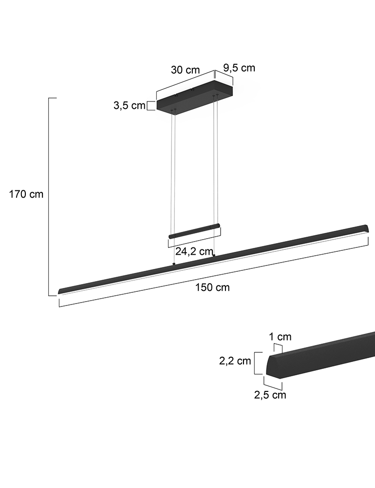 spreiding naam chatten Langwerpige LED hanglamp Steinhauer Profilo zwart - Directlampen.nl