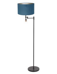 vloerlamp-steinhauer-stang-mat-zwart-met-een-blauwe-kap-7192zw