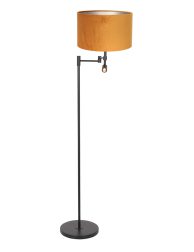 vloerlamp-steinhauer-stang-mat-zwart-met-een-gouden-kap-7191zw-1