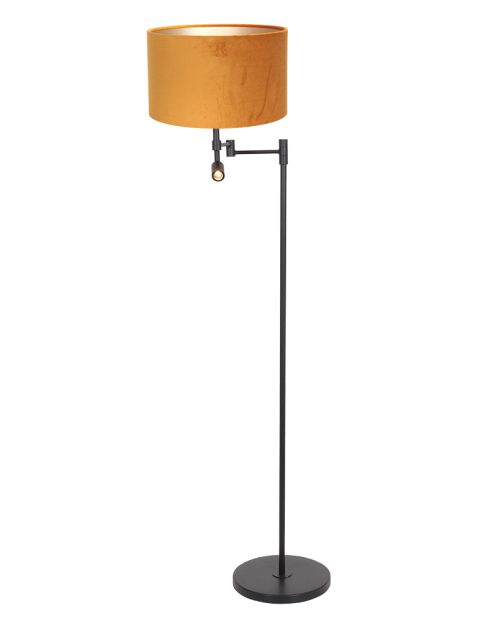 vloerlamp-steinhauer-stang-mat-zwart-met-een-gouden-kap-7191zw