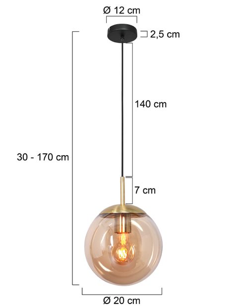 hanglamp-steinhauer-bollique-zwart-en-messing-metaal-amberkleurig-glas-3496me-7