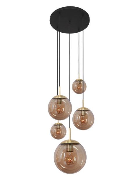 hanglamp-steinhauer-bollique-zwart-en-messing-metaal-amberkleurige-glazen-2730me-10