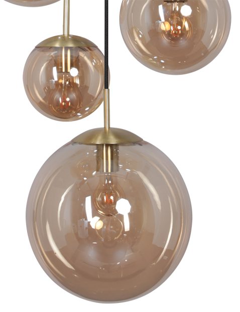 hanglamp-steinhauer-bollique-zwart-en-messing-metaal-amberkleurige-glazen-2730me-5