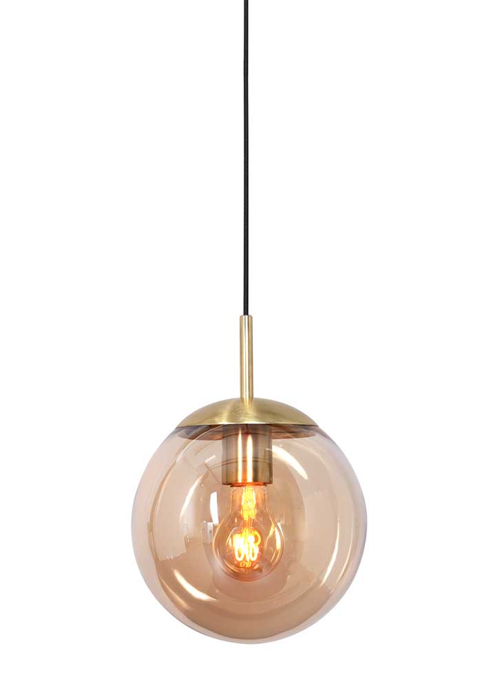 Verloren symbool droogte Design hanglamp met amber glas Steinhauer Bollique zwart - Directlampen.nl
