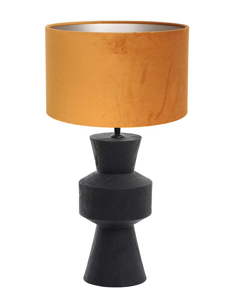 winkelwagen whisky Modernisering Houten tafellamp met gouden kap Light & Living Gregor zwart -  Directlampen.nl