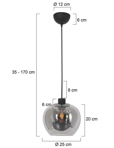 hanglamp-steinhauer-lotus-smokeglas-en-zwart-1897zw-7