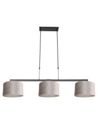 hanglamp-steinhauer-stang-geborsteld-zwart-met-grijze-kappen-3459zw