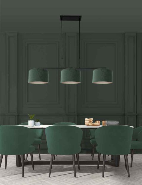 hanglamp-steinhauer-stang-geborsteld-zwart-met-groene-kappen-3463zw-2