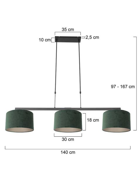 hanglamp-steinhauer-stang-geborsteld-zwart-met-groene-kappen-3463zw-7