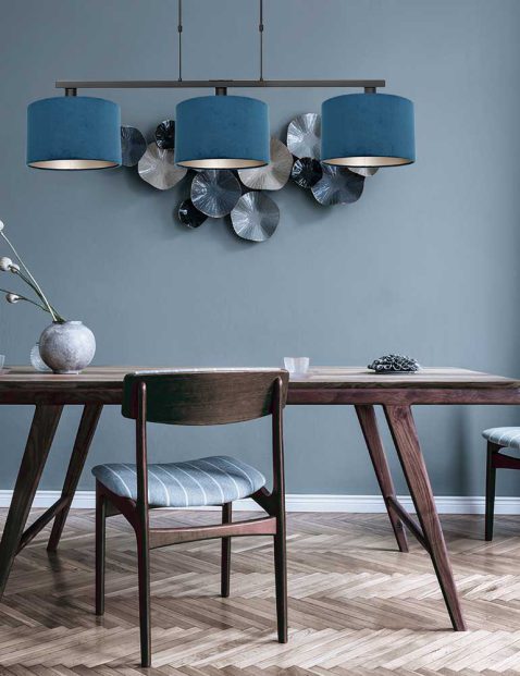 hanglamp-steinhauer-stang-geborsteld-zwart-met-velours-blauwe-kappen-3464zw-2