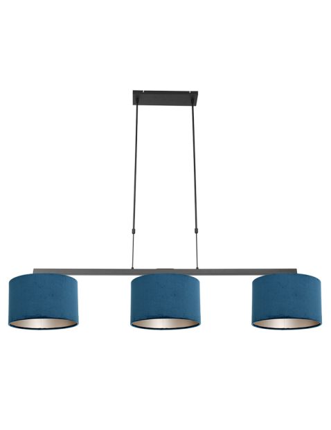 hanglamp-steinhauer-stang-geborsteld-zwart-met-velours-blauwe-kappen-3464zw