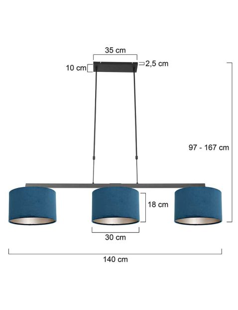 hanglamp-steinhauer-stang-geborsteld-zwart-met-velours-blauwe-kappen-3464zw-7