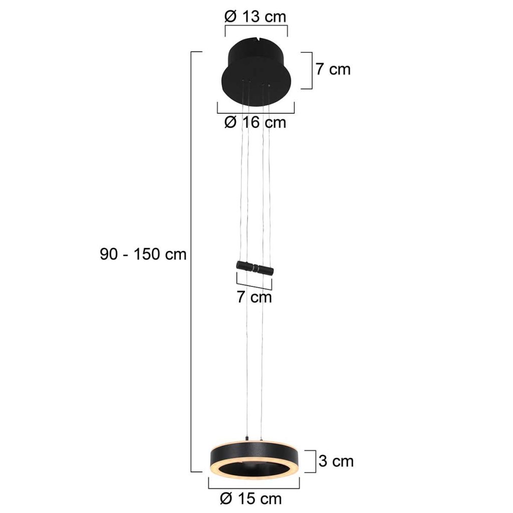 Hanglamp met ronde lamp zwart Steinhauer Piola - Afbeelding 7